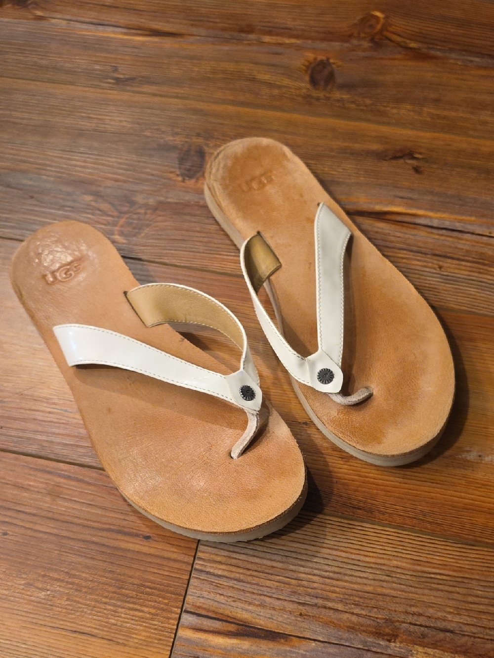 UGG Women’s Leather Thong Sandals with Tan Footbed